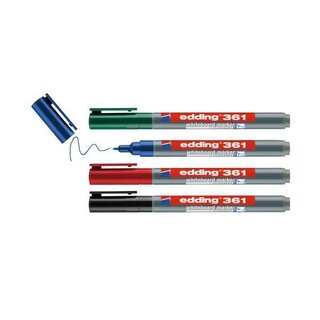 Edding 361 Boardmarker, Rundspitze, 1mm, sortiert, 4 Stck