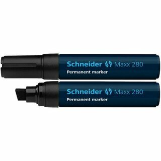 Permanentmarker Schneider Maxx 280, Keilspitze, Strichst�rke: 4+12mm, schwarz