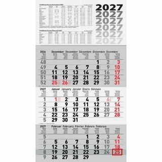Glocken 3-Monatskalender 5060114006, 30 x 54cm, schwarz/rot, 2027