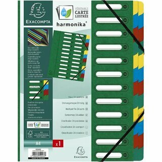 Ordnungsmappe Exacompta 55243E, DIN A4, Karton, 425g/qm, 24 F�cher, gr�n