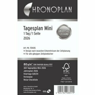 Chronoplan Jahresplaner 50606 Mini, 1T/1S, A6, Jahresset, 2026