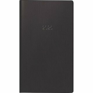 Brunnen Taschenkalender 1075528906, 1W/2S, 8,7 x 15,3cm, schwarz, 2026