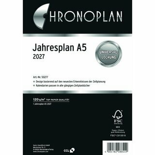 Chronoplan Jahresplaner 50276 Midi, 12M/2S, A5, Jahresset, 2027