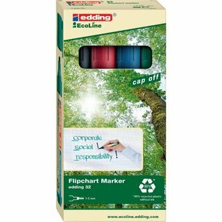 Flipchartmarker edding 32 EcoLine, Keilspitze, Strichst�rke: 1-5mm, sort., 4 St