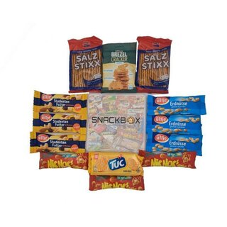 Snackbox Salzgebäck, Inhalt: 6 Sorten, gesamt 13 Stück,...