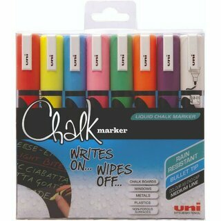 uni-ball Kreidemarker PWE-5M 18 62 08, Rund, M, 1,8 - 2,5 mm, sortiert, 8 St�ck