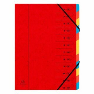 Ordnungsmappe Exacompta 54125E, DIN A4, Karton, 400g, 12 F�cher, rot