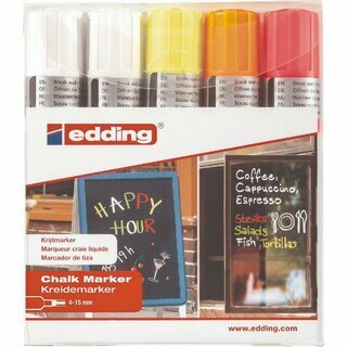 edding Kreidemarker 4090 4-4090-5999, Keilspitze, 4 - 15 mm, sortiert, 5 St�ck
