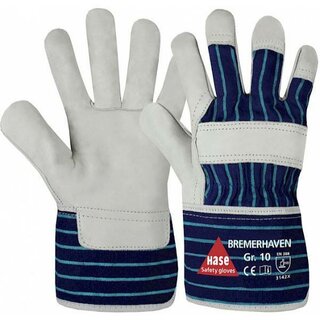 Hase Bremerhaven Leder Handschuh, Gre: 11, natur/blau, 1 Paar