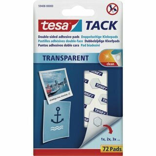 Klebepads Tesa 59408, Tack, transparent, 72 St�ck
