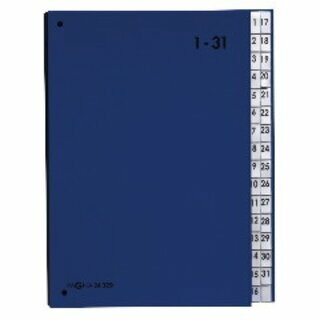 Pultordner Pagna 24329, Tabs 1-31, PP-kaschierter Einband, blau