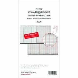 G�ss Urlaubsplaner 12-22, 230 x 30cm, f�r 35 MA, leporello, faltbar, 2027