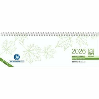Zettler Tischquerkalender 116 Recycling, 1W/2S, 30 x 10cm, UWS, 2026