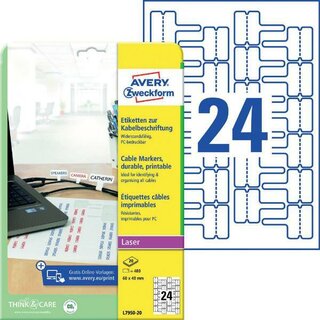 Avery Zweckform 7950 Lab F/Cable 60X40mm Wei� 480 St�ck