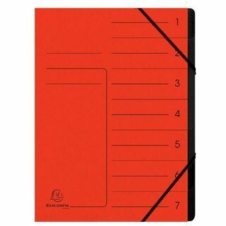 EXACOMPTA Ordnungsmappe 540705E, Colorspankarton, Eckspanngummi, A4, 7 F., rot