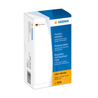 Frankier-Etiketten Herma 4328, 130 x 40mm (LxB), wei�,...