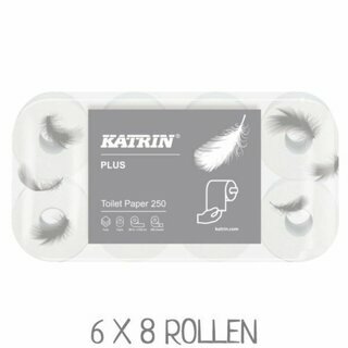 Toilettenpapier Katrin 104872, 3-lagig, 250 Blatt, wei�, 48 St�ck