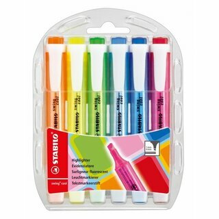Textmarker Stabilo Swing Cool 275, Strichst�rke: 1-4mm, 6er-Etui