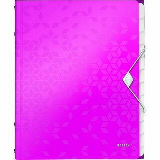 Ordnungsmappe Leitz 4634 WOW, 12 F�cher, mit Gummizug, pink metallic