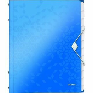 Ordnungsmappe Leitz 4634 WOW, 12 F�cher, mit Gummizug, blau metallic