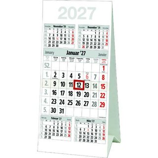 B�hner Tischkalender M5TK, 5 Monate / 1 Seite, 9,6 x 20,5 cm, 2027