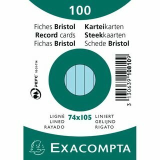 Karteikarten von Exacompta K7 A7 blau liniert, 100 St�ck