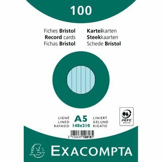 Karteikarten von Exacompta K5 A5 blau liniert, 100 St�ck