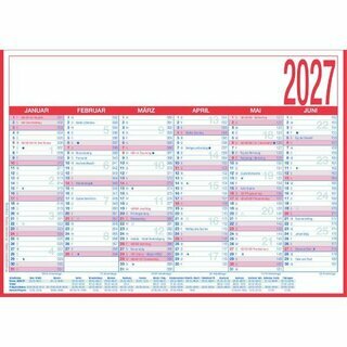 ZETTLER Tafelkalender 908-1315, 6M/1S, Karton, A4 quer, Druck: 2f. blau/rot 2027