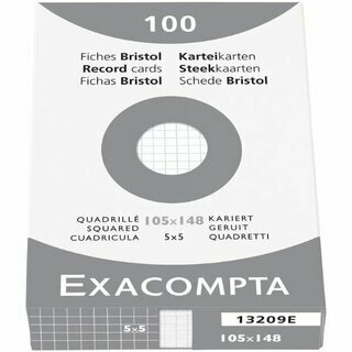 Karteikarten Exacompta A6 kariert, wei� 100 St�ck