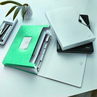 Ordnungsmappe Leitz 4589 6 F�cher, mit Gummizug, eisblau metallic