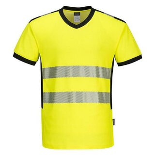 Portwest PW310Ybr Hi-Vis T-Shirt mit V-Ausschnitt, gelb/schwarz, Gr��e: 4XL