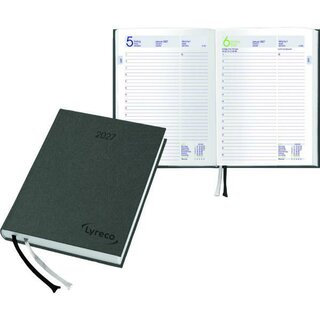 Buchkalender, 1T/1S, 15 x 21cm, schwarz (A5), 2027