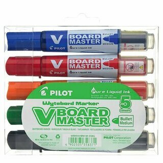 Whiteboardmarker Pilot, V-Board Master, M, Rundspitze, sortiert, 5 St�ck