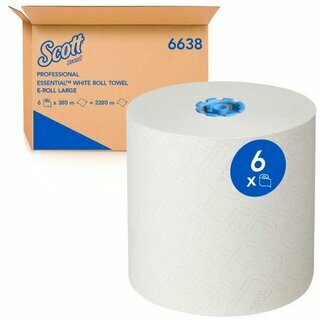 Scott 6638 Essential Rollenhandt�cher, 380m, 1-lagig, wei�, 6 St�ck