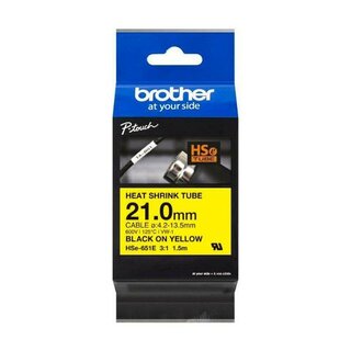 Brother Schrumofschlauch HSe-651E, 21mm, L�nge 1,5m, schwarz auf gelb
