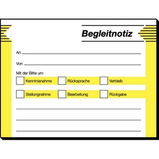 SIGEL Haftformular HF 142, Begleitnotiz, 100x75 mm, wei�/gelb/schw, 50Bl., 5St.