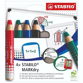 Stabilo Markdry + Anspitzer + Tuch, 4 St�ck