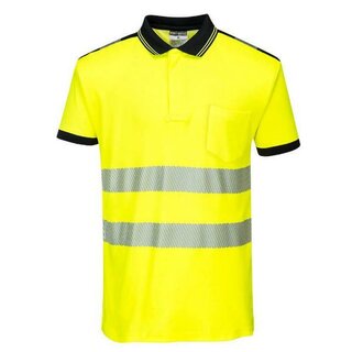 Portwest T180Ybrxs Hi-Vis Cotton Comfort Poloshirt , gelb/schwarz, Gr��e: Xs
