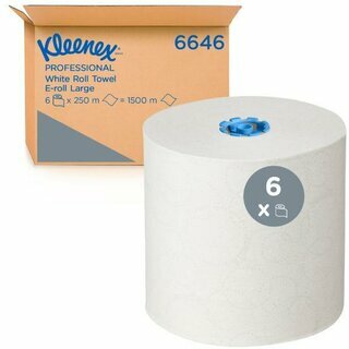 Kleenex 6646 Papierhandtuchrolle, 1-lagig, 250m, wei�, 6 St�ck