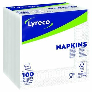 Lyreco-Serviette, 24 x 24 cm, wei�, 100 St�ck