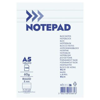 Notizblock geheftet, A5, 60g, 100 Seiten