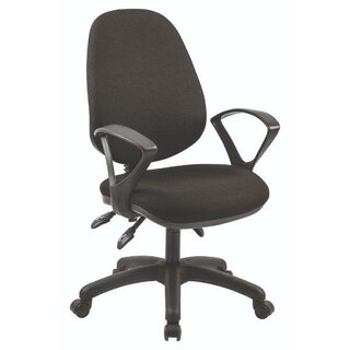 Sy20 B�rostuhl, h�henverstellbar, Feste Armlehnen, Farbe: Schwarz