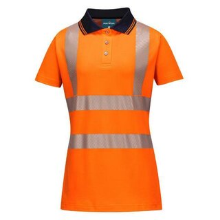 Portwest LW72Obrm Hi-Vis Cotton Comfort Pro Damen Poloshirt, orange/schwarz, M