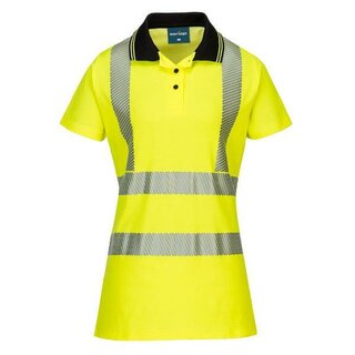 Portwest LW72YbrXL Hi-Vis Cotton Comfort Pro Damen Poloshirt, gelb/schwarz, XL
