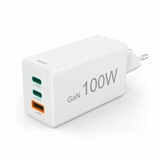 Hama Schnellladeger�t, GaN, 2x USB-C, 1x USB-A, Mini-Ladeger�t, PD, 100 W, wei�
