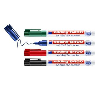 Edding 8400 CD/DVD/BD Marker, 4er Set, Sortiert