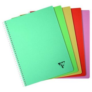 Clairefontaine Spiralbuch Linicolor 327126C, A4, 90Bl., kariert, 90g, sort., 5St