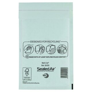 Mail Lite Luftpolstertaschen B/00 Innenma�e: 120x210mm, wei�, 200 St�ck