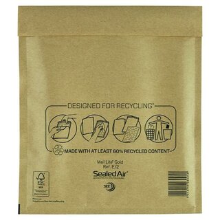 Mail Lite Luftpolstertaschen E/2 Innenma�e: 220x260mm, goldgelb, 200 St�ck