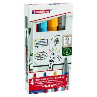 Edding Flipchart Effektmarker 4-385-4, Keil, sortiert, 4 St�ck